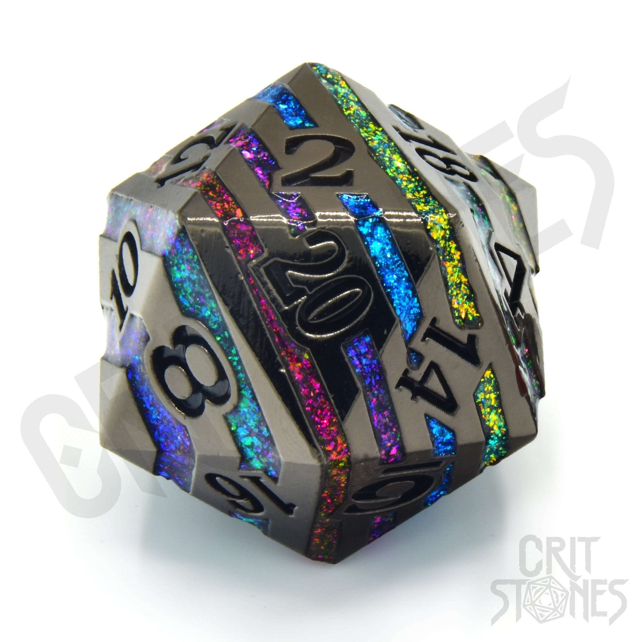 Rainbow Rift 33mm Metal D20 - 33mm D20 - GlassStaff
