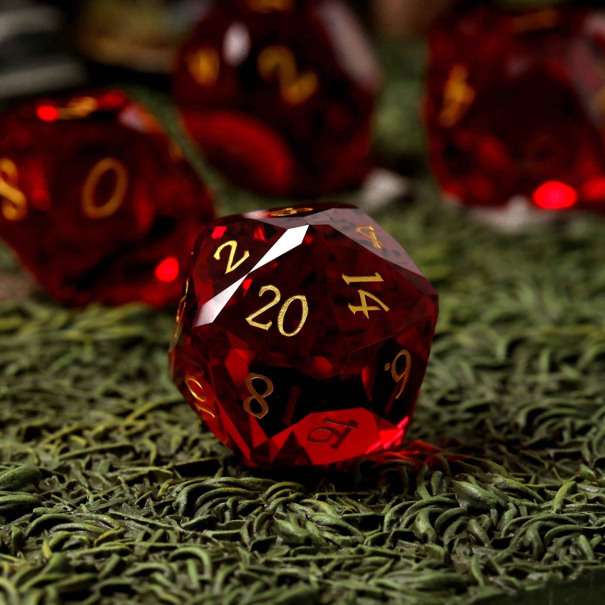 Ruby Reckoning Glass RPG dice set - RPG Dice Set - GlassStaff