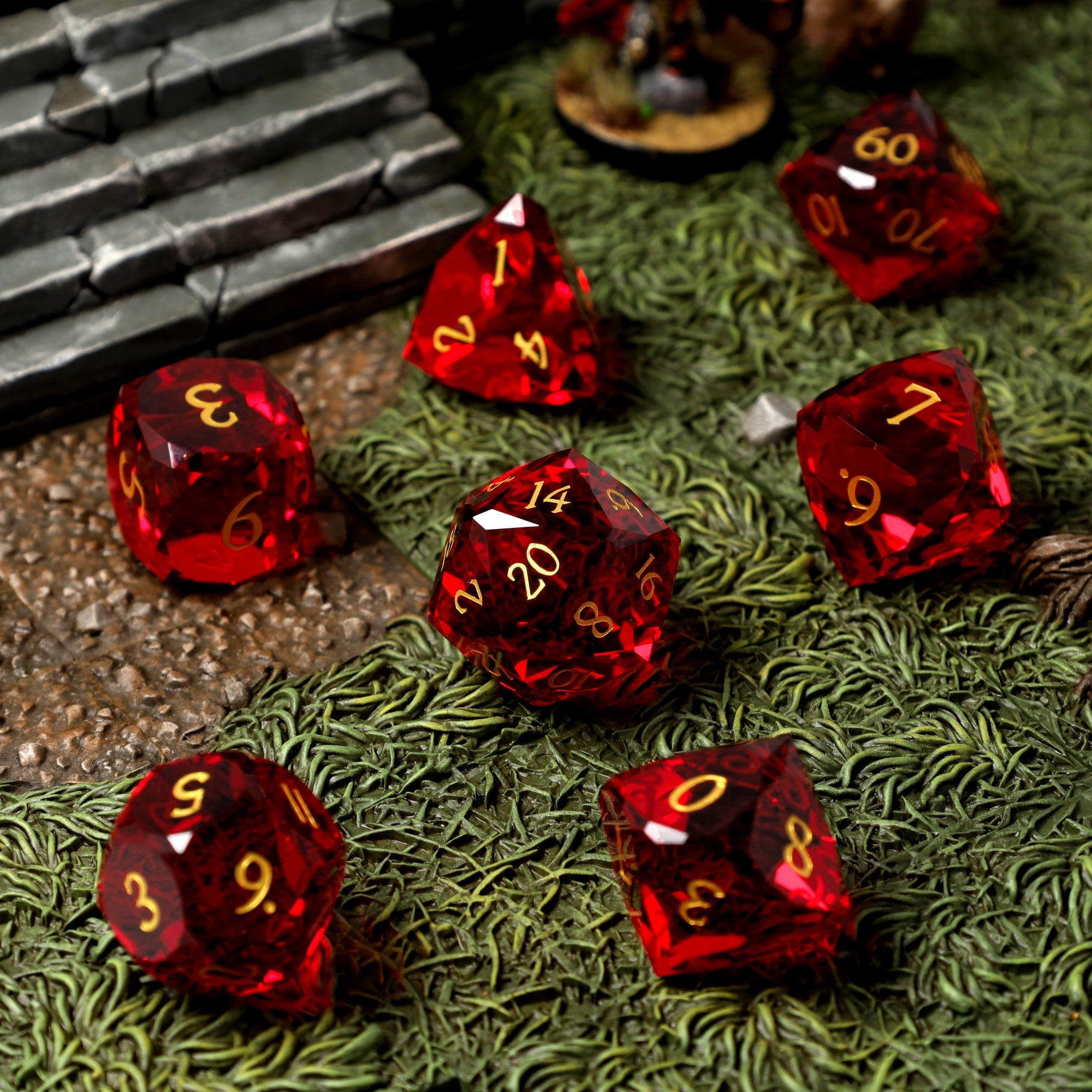 Ruby Reckoning Glass RPG dice set - RPG Dice Set - GlassStaff