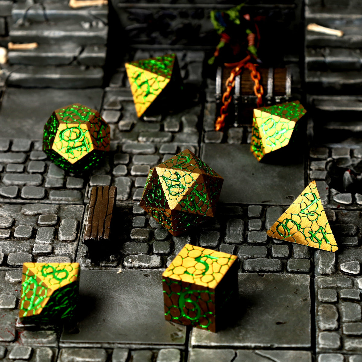 Scaleheart Gold Metal RPG Dice Set - RPG Dice Set - GlassStaff