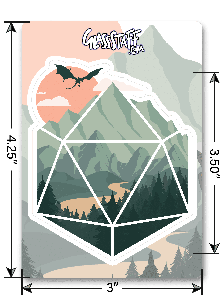 A D20 Scene Sticker - D&D / TTRPG Sticker - Glassstaff