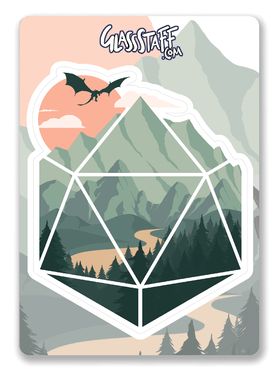 A D20 Scene Sticker - D&D / TTRPG Sticker - Glassstaff