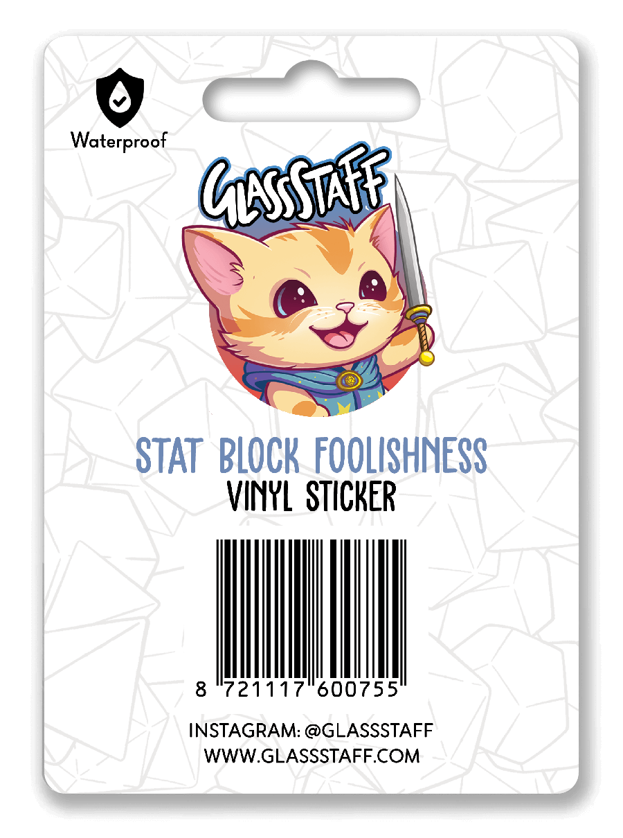 Stat Block Foolishness Sticker - Sticker - GlassStaff