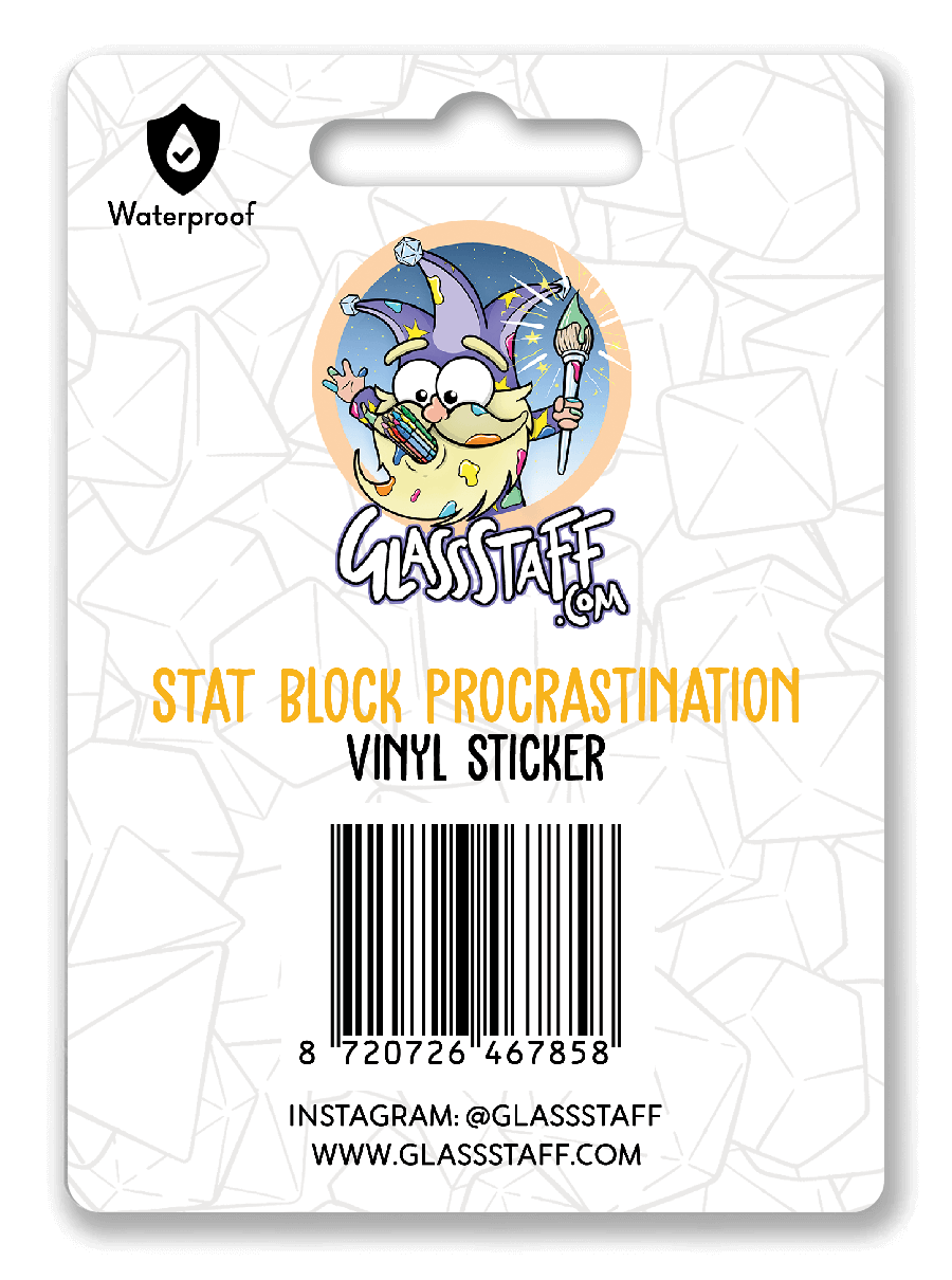 Stat Block Procrastination Sticker