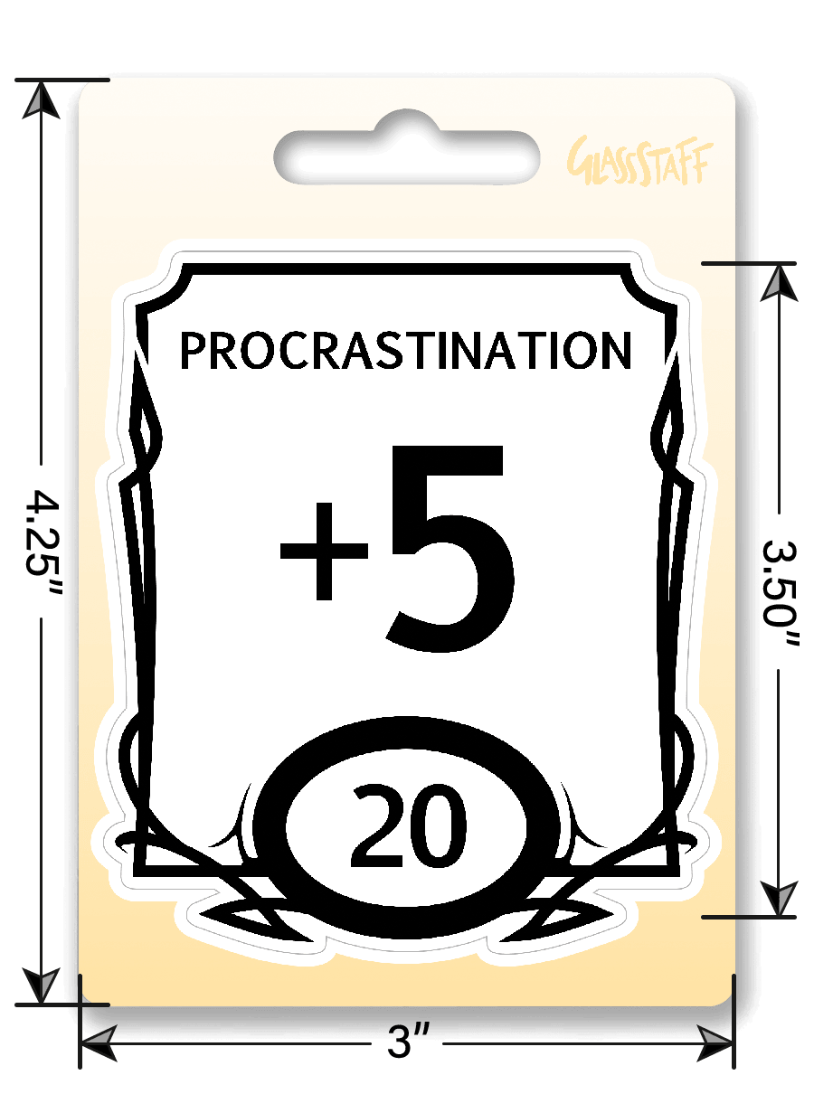 Stat Block Procrastination Sticker - Sticker - GlassStaff