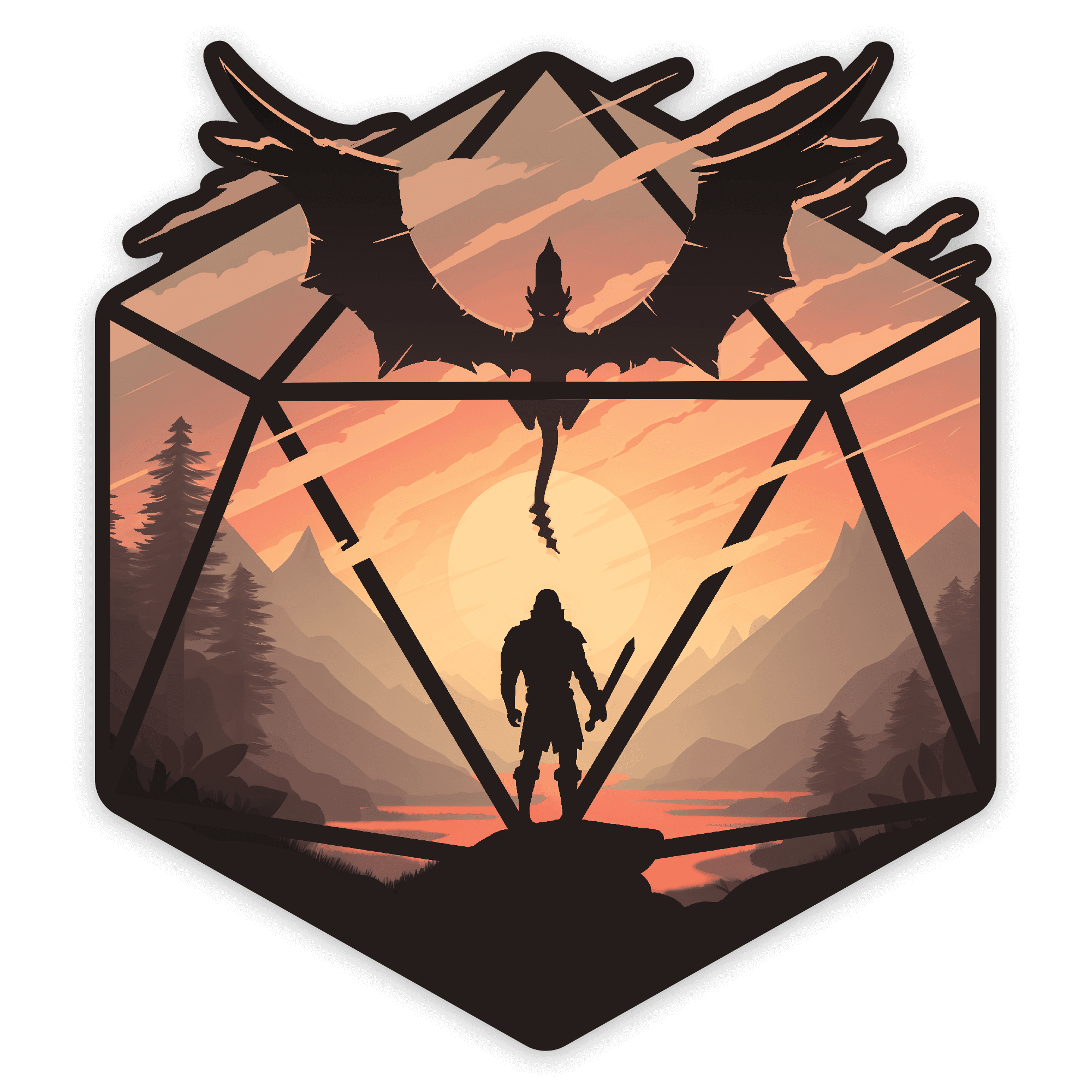 The Staredown d20 Sticker - Sticker - GlassStaff