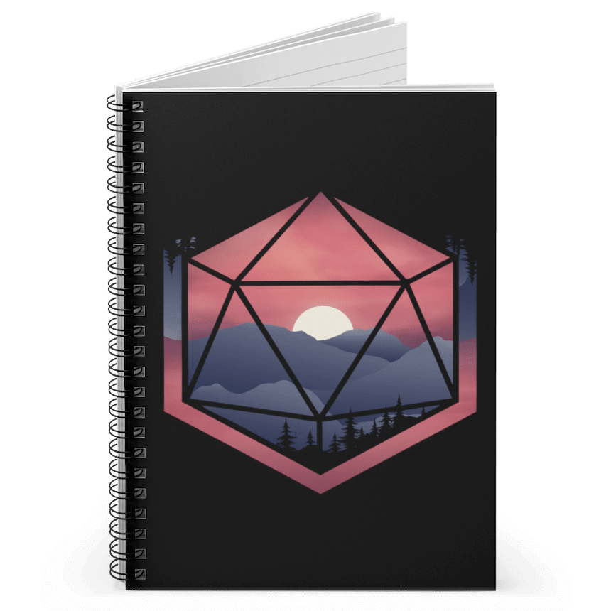 Mountain d20 WS Notebook - D&D / TTRPG Hardcover Spiral Notebook - Glassstaff