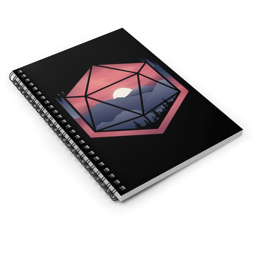 Mountain d20 WS Notebook - D&D / TTRPG Hardcover Spiral Notebook - Glassstaff