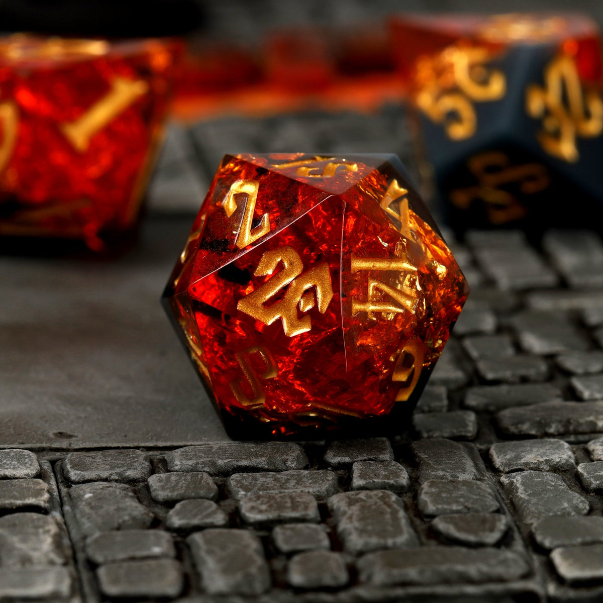 Volcanic Amber Resin RPG Dice Set - RPG Dice Set - GlassStaff