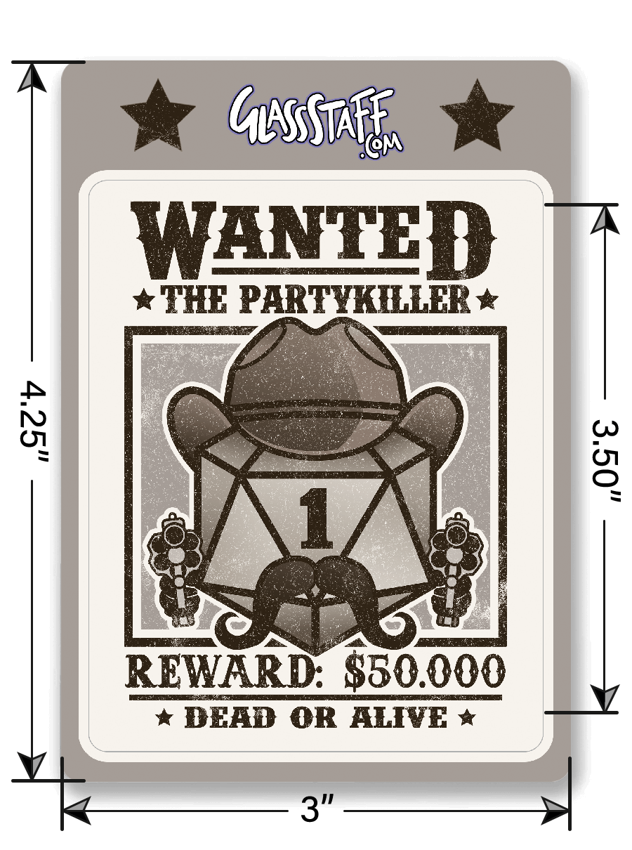 Wanted Partykiller Sticker