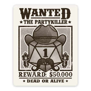 Wanted Partykiller sticker