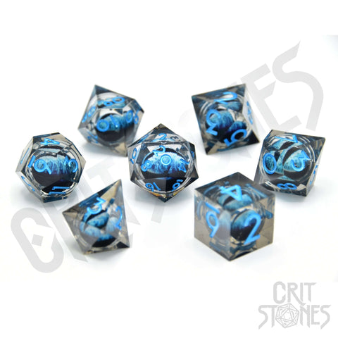 Water Dragon's Gaze Floating Eye RPG Dice Set - RPG Dice Set - GlassStaff