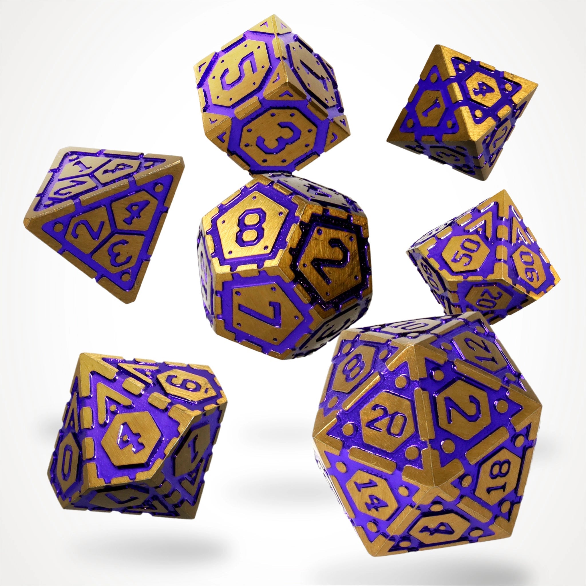 Wiztech Gears Metal RPG Dice Set - RPG Dice Set - GlassStaff
