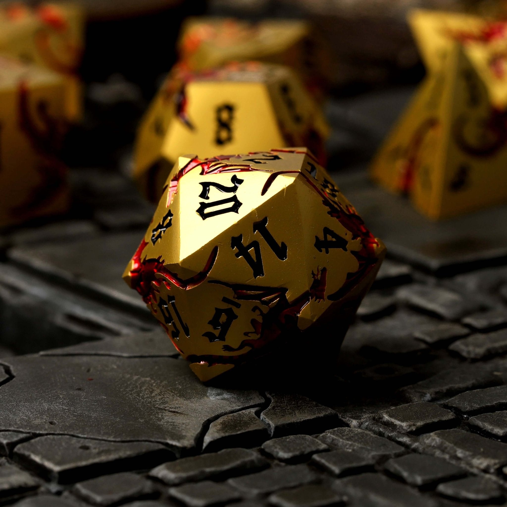 Wyrmgold metal RPG dice set - RPG Dice Set - GlassStaff