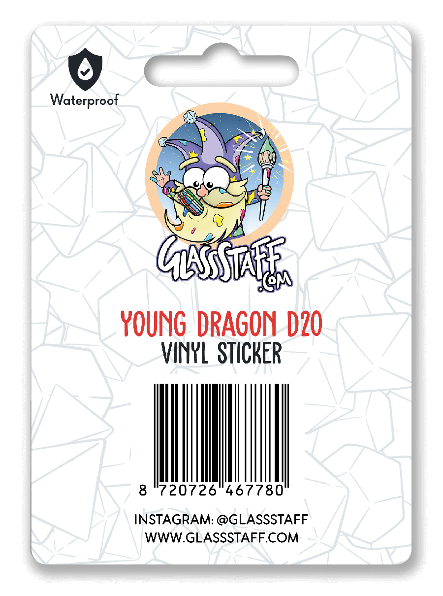 Young Dragon d20 Sticker - D&D / TTRPG Sticker - Glassstaff