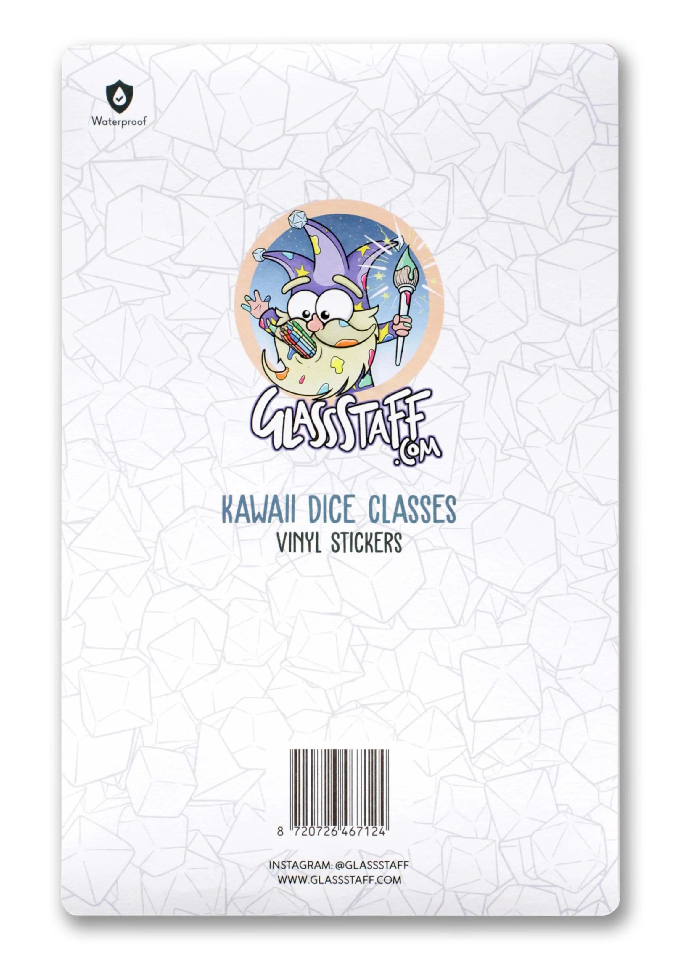 Kawaii Dice Classes Stickers - D&D / TTRPG Special Stickers - Glassstaff