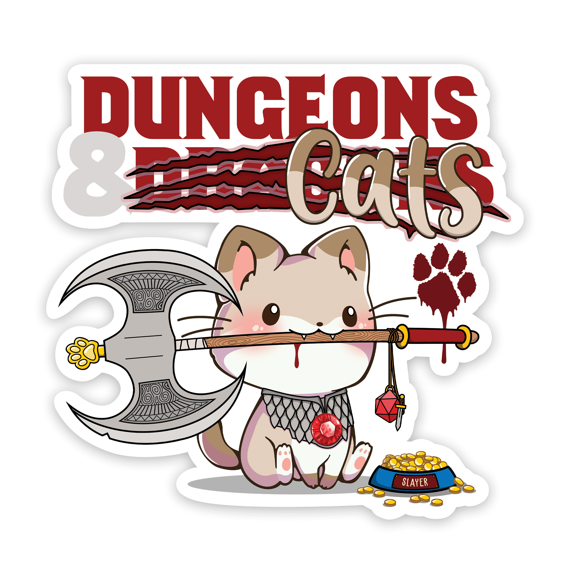 Dungeons and Cats Sticker - D&D / TTRPG Sticker - Glassstaff
