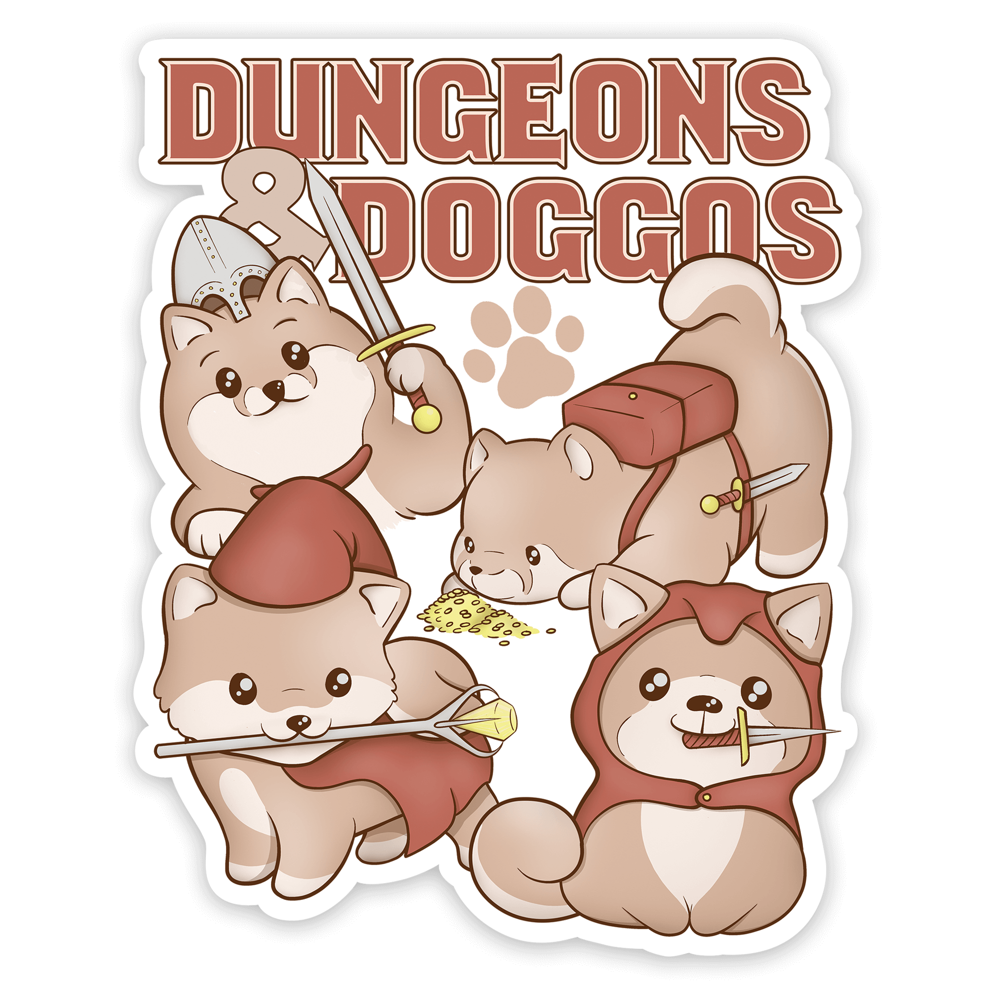 Dungeons & Doggos Sticker - D&D / TTRPG Sticker - Glassstaff