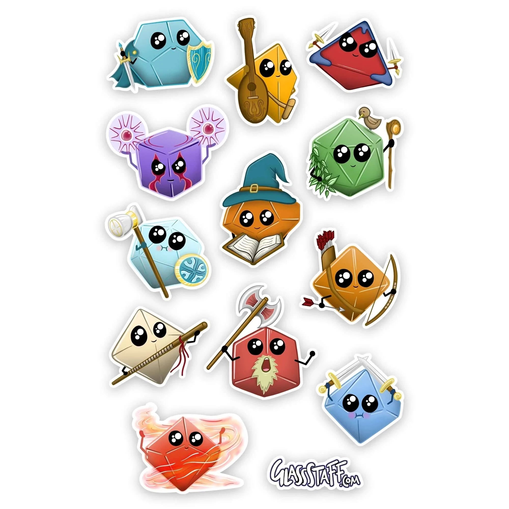 Kawaii Dice Classes Stickers - Special Stickers - GlassStaff