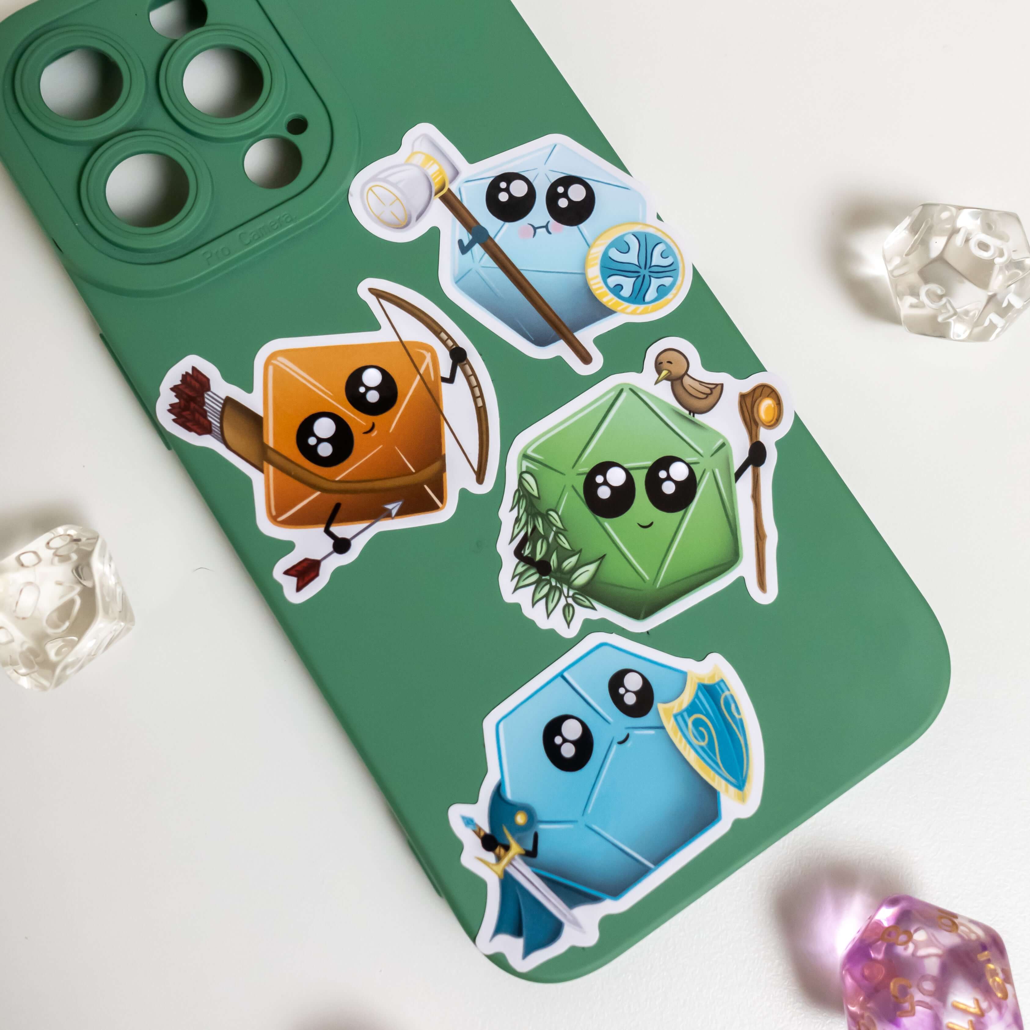 Kawaii Dice Sticker Pack 1 - D&D / TTRPG Sticker - Glassstaff